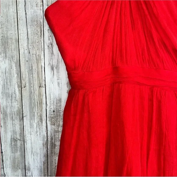 J.Crew Sinclair Vivid Poppy Silk Halter Dress | 0P - Picture 4 of 9